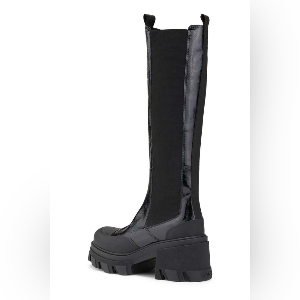 BNWT GANNI Black Cleated High Chelsea Tall Boots Size 37 - Picture 5 of 8